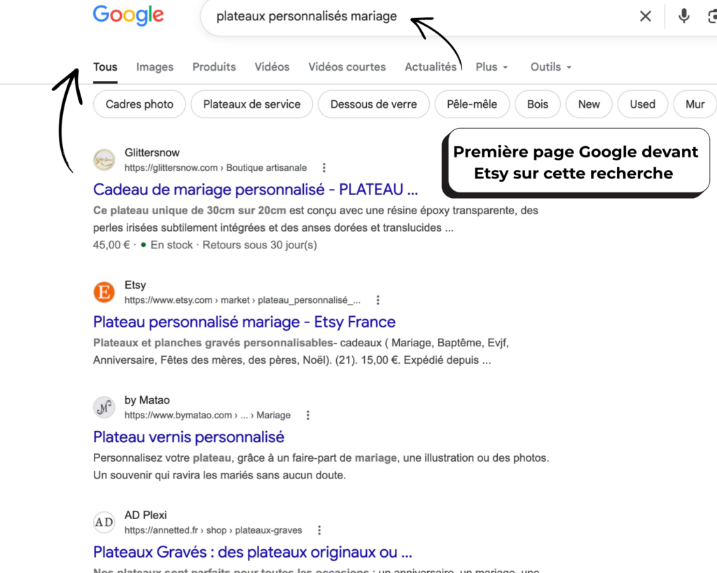 Visible sur la première page Google avec une fiche produit simple et claire