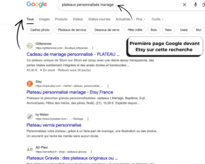 Visible sur la première page Google avec une fiche produit simple et claire